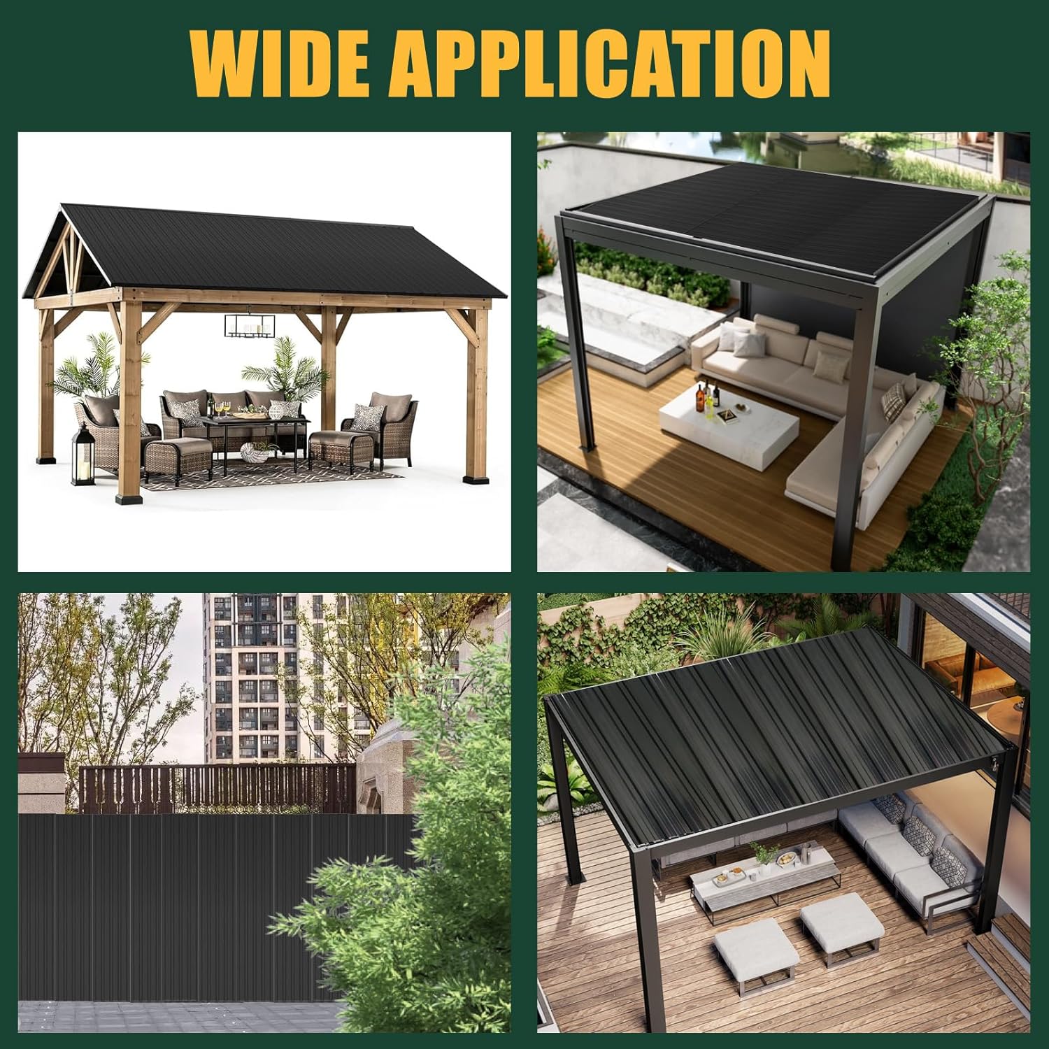 18 pcs Galvaized Stel Roof Paels,L42.52×W17.72 Inch Mtal Roof Pnels,Corrugted Tin Roofing Panels Roof Protector for Garages Black (Little damaged; See the pictures)